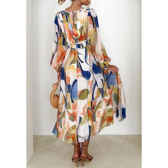 Women's Boho Floral Maxi Dress Long Sleeve Summer Fall Wedding Guest - Picture 5 of 5